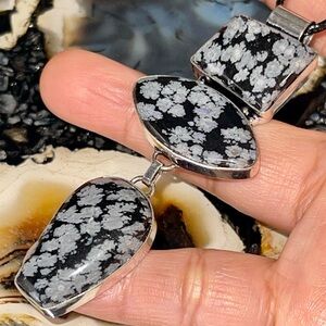 Large Snowflake Obsidian Pendant 3”